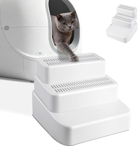 3 Step Litter Box Ramp Adjustable Detachable Litter Box Step by Bartuke