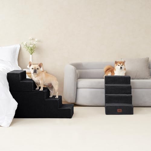 EHEYCIGA Dog Stairs for High Bed 25" H, Extra Wide Dog 5-Step - Image 5