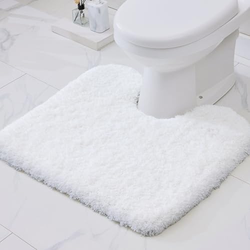 Disolla Toilet Rug 22x24 White, Non-Slip Soft Toilet Mat U-Shaped Washable by Disolla