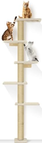 PAWSCRAT 5-Tier Wall-Mounted Cat Tree, 80-Inch Sisal Post by PAWSCRAT