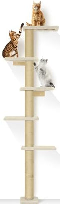 PAWSCRAT 5-Tier Wall-Mounted Cat Tree, 80-Inch Sisal Post by PAWSCRAT