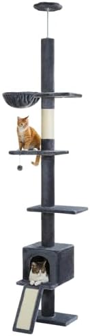 PEQULTI Floor to Ceiling Cat Tree, Adjustable 83-108in 5-Level Tower by PEQULTI