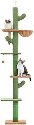 PAWZ Road Cactus Floor-to-Ceiling Cat Tree 5-Tier Cat Tower by PAWZRoad