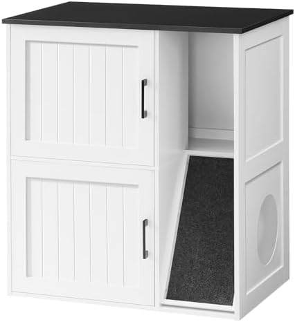 MAHANCRIS Litter Box Enclosure for 2 Cats, Hidden Litter Box Furniture by MAHANCRIS