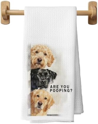 Funny Dog Bathroom Hand Towels 16x24 in, Dog Lover Owner Mom Dad Gifts by Unknown