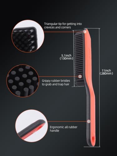 SPTA Pet Hair Brush, Triangular Wedge Tip, Rubber Bristles to Trap and Remove - Image 2