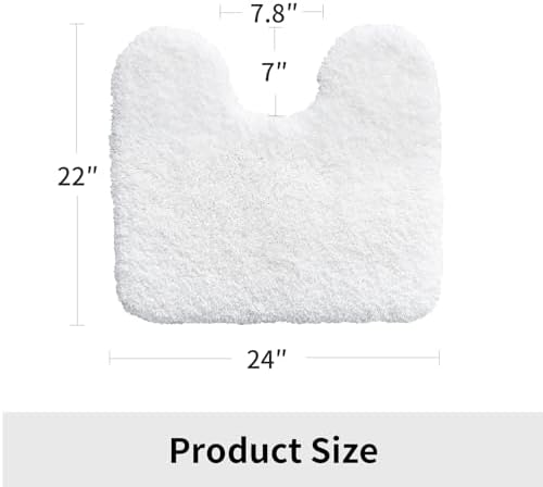 Disolla Toilet Rug 22x24 White, Non-Slip Soft Toilet Mat U-Shaped Washable - Image 2
