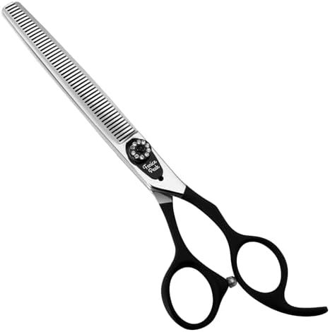 7.0'' Dog Thinning Scissors For Grooming 440C Stainless Steel Black Non-Slip by FenicePeak