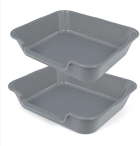 Extra Large Low Entry ABS Cat Litter Box, 2 Pack by Ying+Tutu