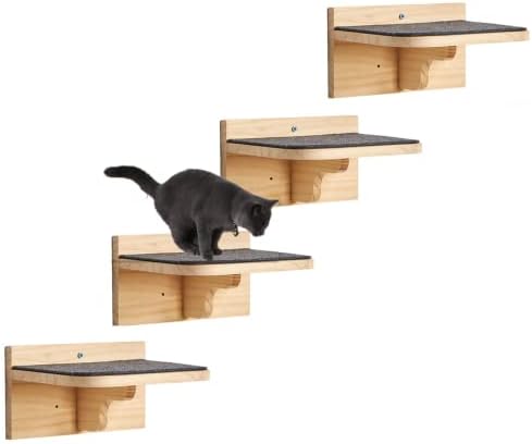 SHENGOCASE 9.8" x 7.1" Solid Wood Wall Mounted Large Cat Step, Cat Wall by SHENGOCASE