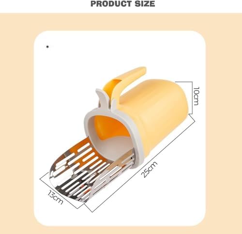 Cat Litter Scooper with Holder, Cat Litter Metal Shovel with Plastic Waste Can - Image 7