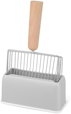 Yardwe Cat Litter Scoop with Holder, Metal Deep Sifter with Wood Handle by YARDWE