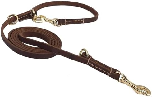 Multi Function 8ft Leather Dog Leash, Genuine Leather Hands Free Leash by GuidingStar