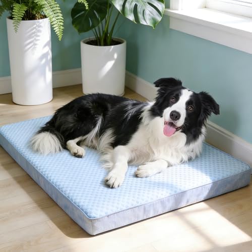 Cooling Dog Bed for Large Dogs, Orthopedic Memory Foam Pet Bed for Crate by ABETTERLIFEWITHPET