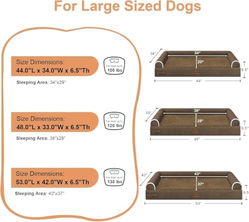 NANUYA Orthopedic Dog Bed for XX-Large Dogs, 44 x 34 Inch, Dark Coffee - Image 6