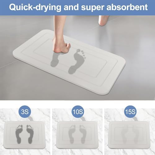 2 Pack Stone Bath Mat, Diatomaceous Earth Shower Mat, Non-Slip Super Absorbent - Image 6