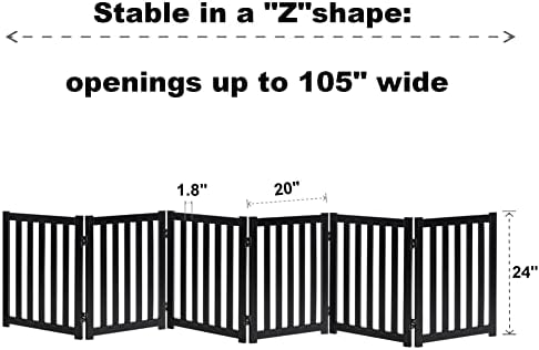 LZRS Wooden Free Standing Dog Gate 120" W x 24" H, Foldable Solid Hardwood Pet - Image 3