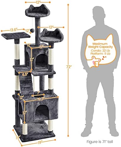 Yaheetech 72in Tall Cat Tree Tower - Image 3
