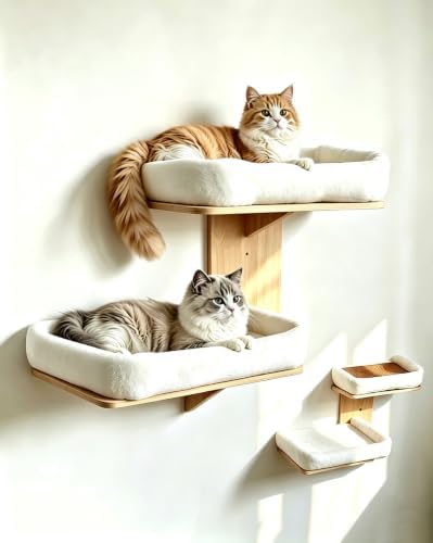Cat Wall Shelves with Cat Bed 2 in 1 Furniture with Soft Cushion Perch & Pet by BaitengTech
