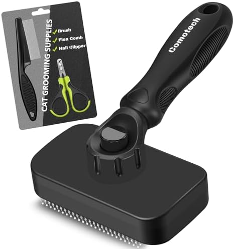 Comotech 3PCS Cat Grooming Supplies, Cat Brush & Nail Clipper/Trimmer & Flea by Comotech