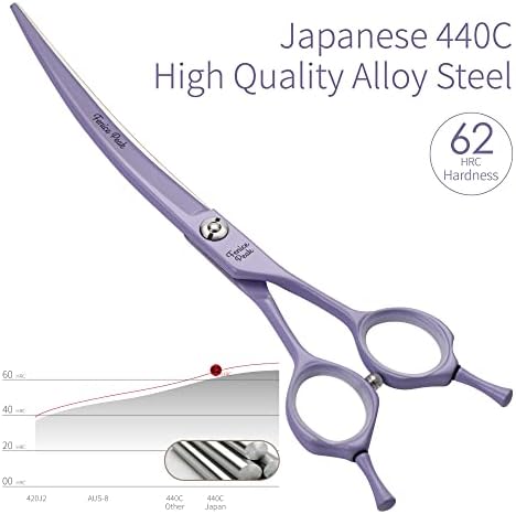 7" Professional Curved Dog Grooming Scissors, Japanese 440C Stainless Steel Dog - Image 4