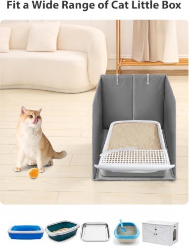 Cat Litter Box Enclosure Splash Guard, Solid Gray - Image 6