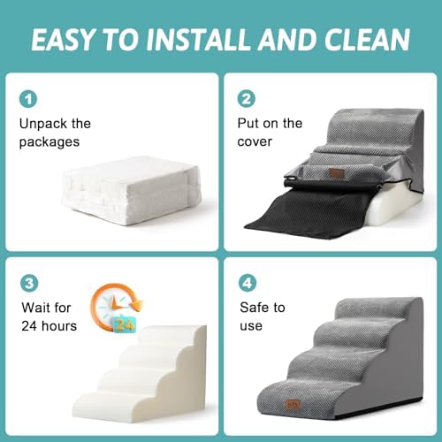 COZY KISS Dog Stairs for Small Dog 22.6" H, 5 Step Pet Ramp for Bed - Image 5