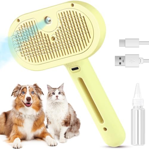 3 in 1 Cat Steam Brush, Pet Spray Hair Removal Comb by FourSeas