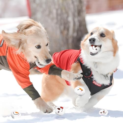 60 Pcs Christmas Dog Toys Squeaky Plush Balls, Soft Puppy Snowball with Dog & Snowman Smile, Christmas Pet Squeaker Fluffy Ball for Interactive Small & Medium Dogs Xmas Toys Party Decorations - Image 6