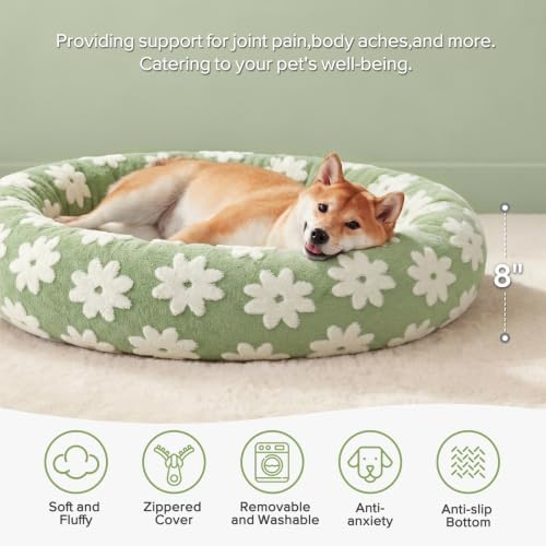 JOEJOY Jacquard Donut Round Small Dog Beds, Removable Washable Cover, Cute - Image 2