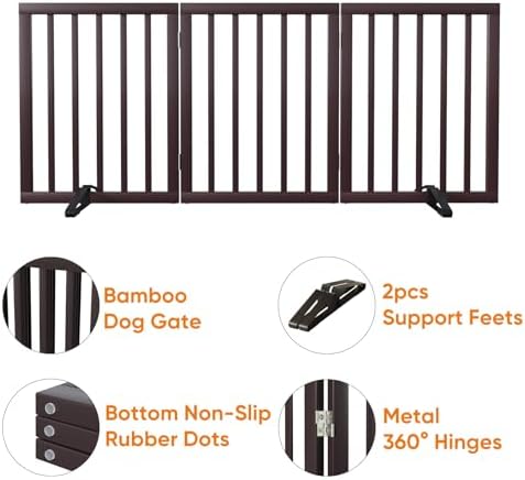 Brown 18-55" Wide Dog Gate, Bamboo Dog Gates - Image 5