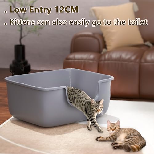 Large Cat Litter Box with High Sides, Open Kitty Litter Boxes Anti-Splashing - Image 2