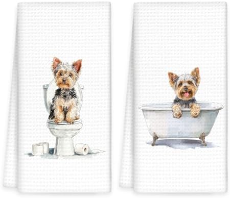 Funny Yorkshire Terrier Dog Hand Towels Set of 2, Gifts by OINDADE