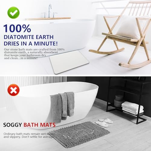 Fast Drying Stone Bath Mats for Bathroom, Non-Slip Diatomaceous Earth Bath Mat - Image 4