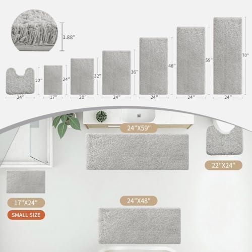 Disolla Toilet Rug 22x24 Gray, Non-Slip Soft Toilet Mat U-Shaped Washable - Image 6