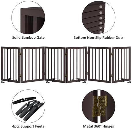 Freestanding Pet Gate 55-110" Extre Wide, Foldable Dog Gate - Image 5