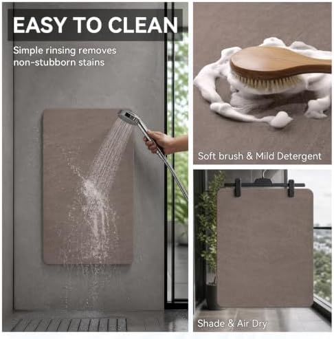 MontVoo -Bath Mat Rug-Rubber Backing Non Slip Quick Dry Absorbent Thin Bathroom - Image 5