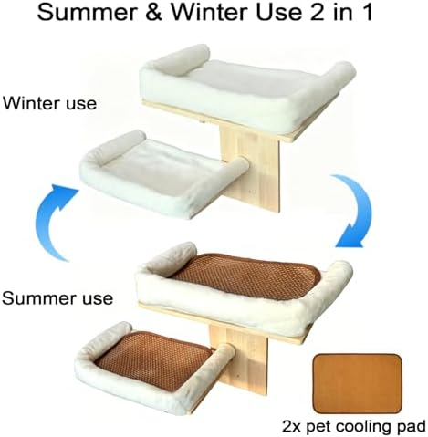 Cat Wall Shelves with Cat Bed 2 in 1 Furniture with Soft Cushion Perch & Pet - Image 4
