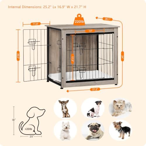 DWANTON 27" Dog Crate Furniture, Dog Kennel Indoor, - Image 5