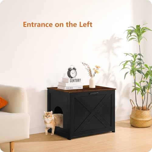 Dwanton Cat Litter Box Enclosure, Hidden Litter Box Furniture, 27.6 Inches - Image 3