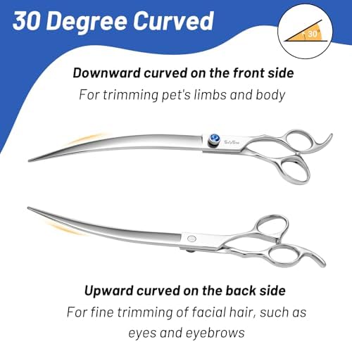 9in Curved Dog Grooming Scissors, VG10 Stainless Steel Heavy Duty - Image 4