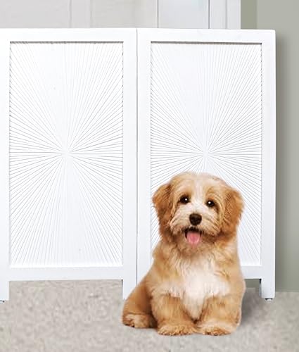 Wooden Dog Gate 56x28, 4 Panel Foldable Pet Gate, Indoor Safety Gate - Image 4