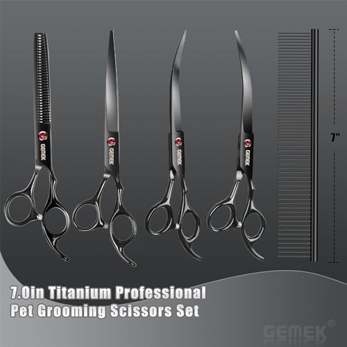7.0in Titanium Dog Grooming Scissors Set - Image 6