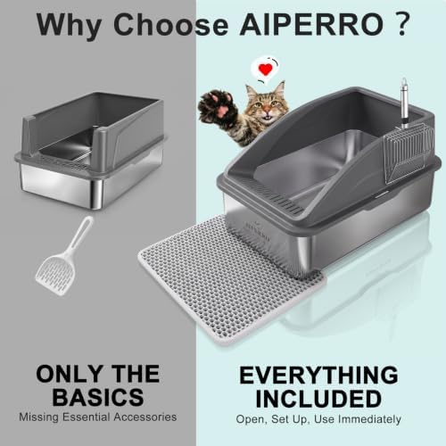 AIPERRO Stainless Steel Litter Box | XL Metal Cat Litter Boxs - Image 3