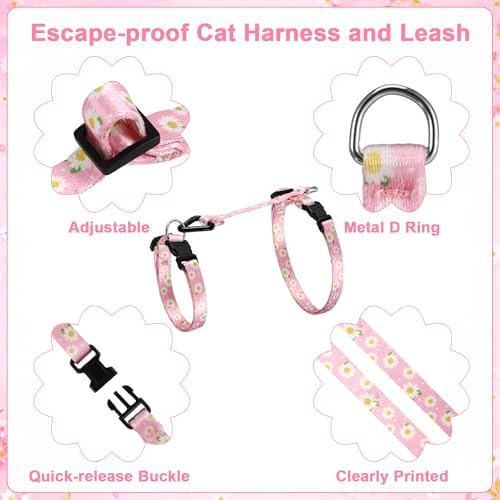 2 Pack Floral Cat Harness and Leash, Escape Proof Adjustable Kitten Harness - Image 3