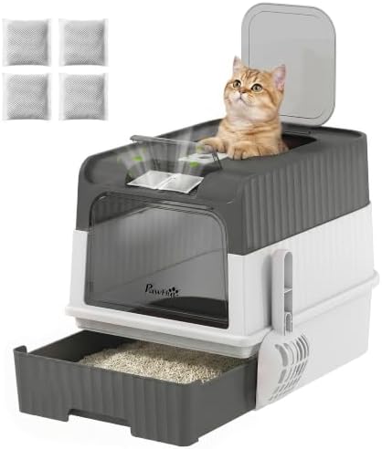 PawHut Cat Litter Box with Lid, Pull-Out Drawer Tray by PawHut