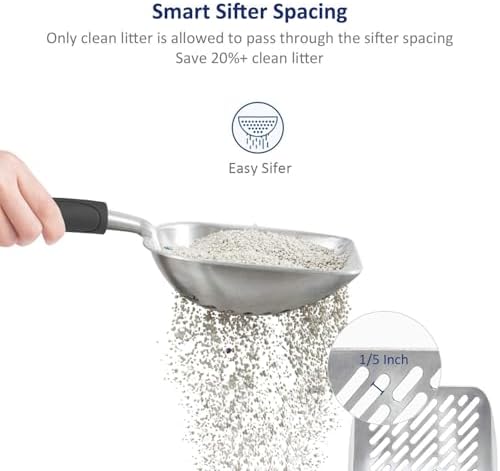 WePet Cat Litter Scoop, Aluminum Alloy Sifter, Kitty Metal Scooper, Deep Shovel - Image 2