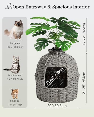 SETVSON Cat Litter Box Plant Enclosure, Hidden PE Rattan Litter Box - Image 5
