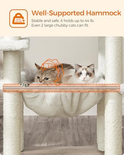 Feandrea Cat Tree, 56.3-Inch Contemporary Cat Tower - Image 6