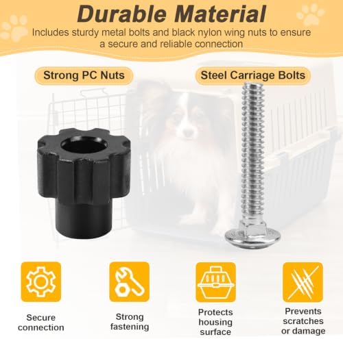 12 Pack 1-1/4" Pet Kennel Carrier Metal Bolt Fasteners Kit - Image 5